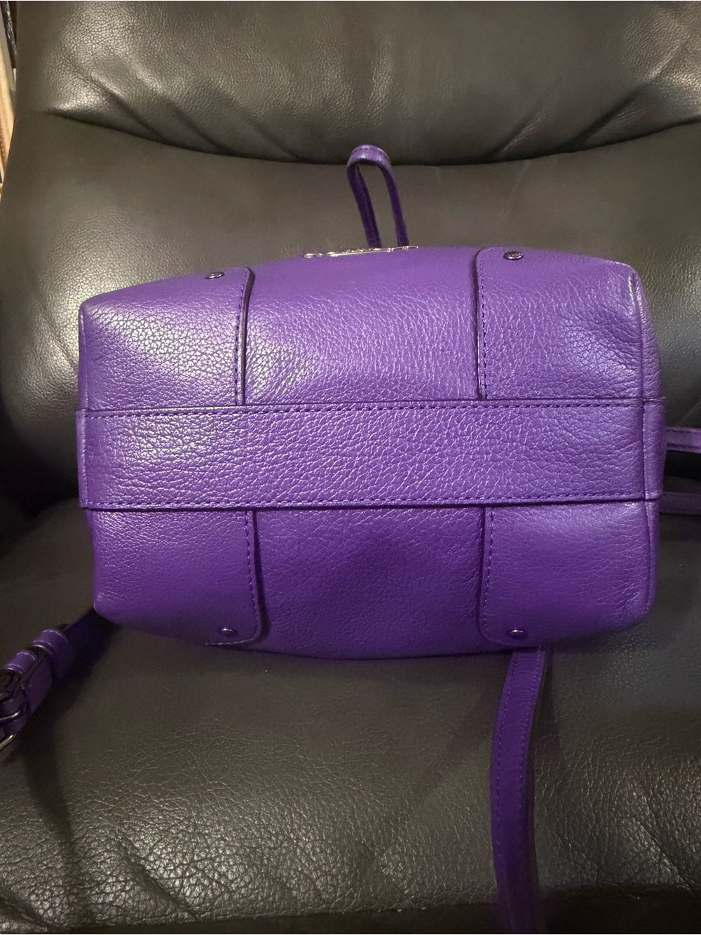 Coach Purple Pebbled Leather Drawstring Crossbody - Picture 4 of 12